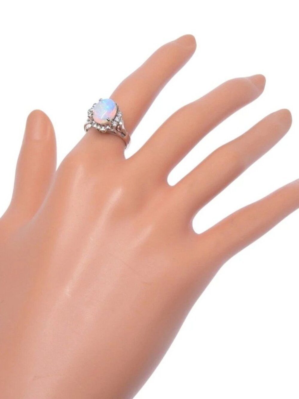 Ring Pt900Platinum/opal/diamond #5.8(US Size) 6.5g Women